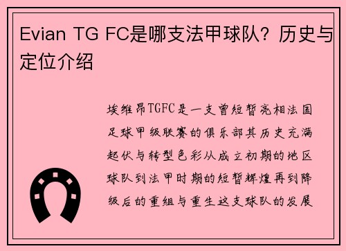 Evian TG FC是哪支法甲球队？历史与定位介绍
